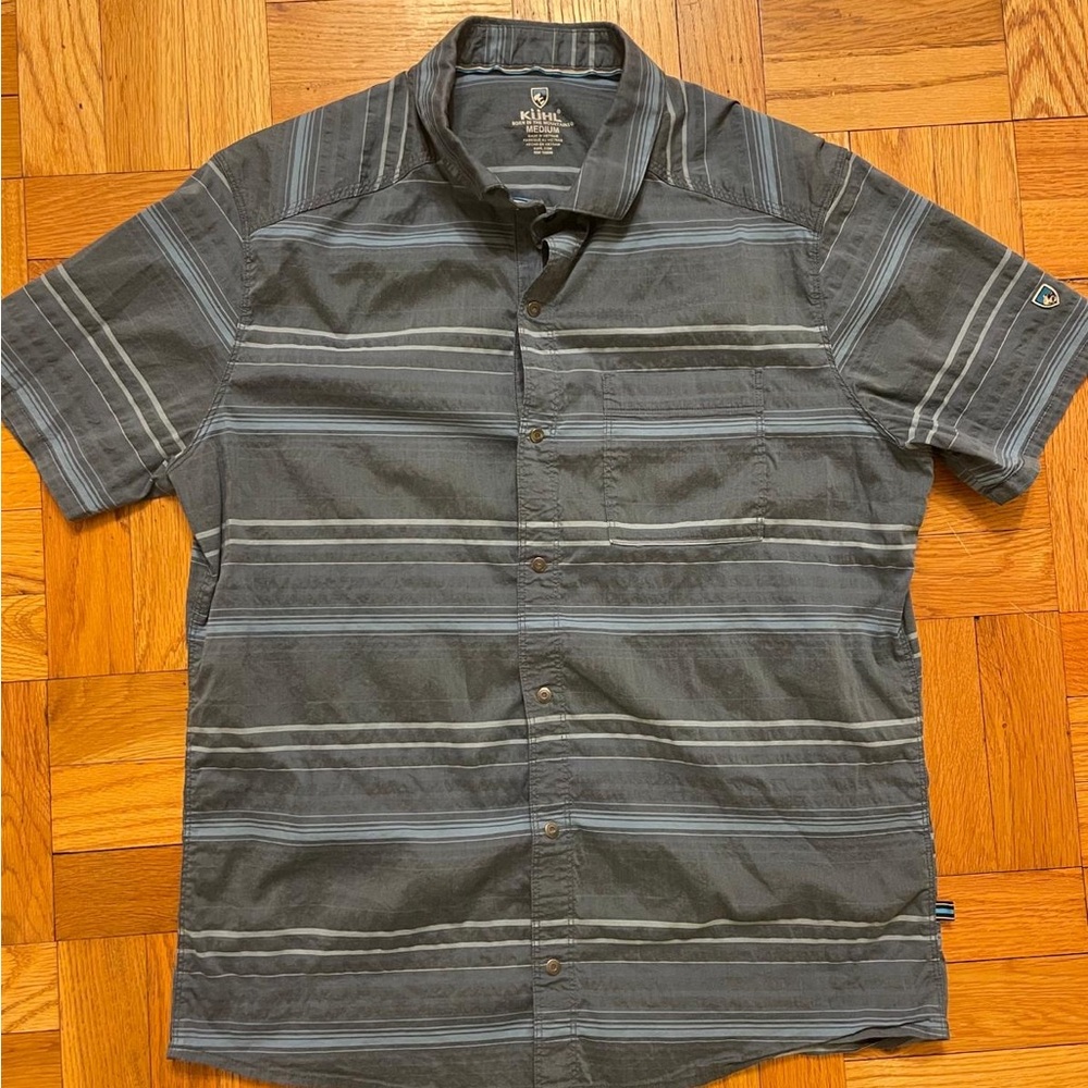 Kuhl Shirt Mens M Medium Cadet Intriguer Short Sleeve Stretch Snap Button